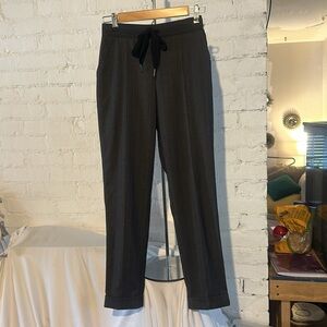 Mango Womens Casual Pants Gray Pinstriped Elastic  Drawstring Waist Size XXS